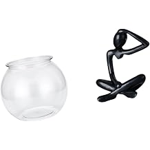 Baoblaze Transparent Small Fish Tank Ornament Aquarium Vase Tabletop Modern Sculpture for Office Home Desk Plants Birthday Gift Abstract Statue