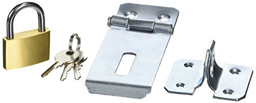 Merriway BH05816 Safety Hasp/Staple Galvanised Complete with Brass Padlock, 75 mm (3 inch)