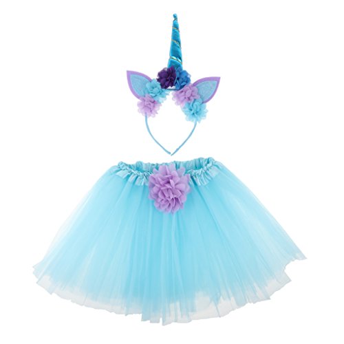 Harilla 2x Bebê Meninas Tutu Vestido com Saia Unicórnio Faixa para Cabelo de Primeiro Aniversário -