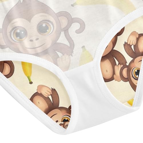 Kids Underwear, Cute Cartoon Monkeys Yellow Toddler Girl Panties, Girls' Cotton Brief Underwear, 2T–8 Years4
