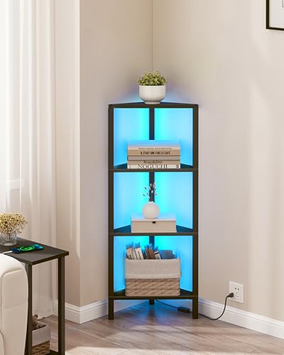 TUTOTAK Corner Shelf, 4-Tier Corner Bookshelf for Small Space, Narrow