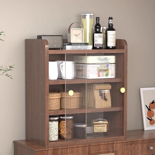 ZPVXRVQ Coffee Bar Station with Storage, Rustic Tea Mug Display Cabinet, 3-Tier Rack Holder Shelf for Living Room, Entryway, Kitchen(Walnut)