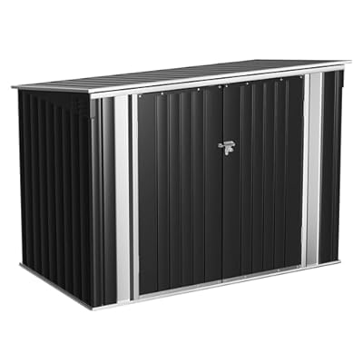 Flamaker 5.8 x 3.3 FT Storage Shed Outdoor Metal Trash Can Shed with Hydraulic Gas Rod Lockable Garden Tool Shed for Backyard, Lawn, Roadside
