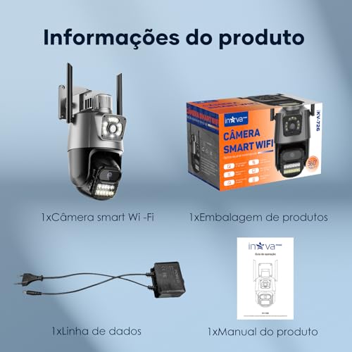 Câmera de Segurança 4K para Telhado Externo, Rastreamento de Pessoas, 8x Zoom, Controle Wi-Fi, Visão