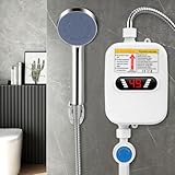Tankless Electric Water Heater, Electric Instant Water Heater with Shower Head 3500W with LED Display, Fast Heating Bathroom Water Heater, Waterproof Ipx4