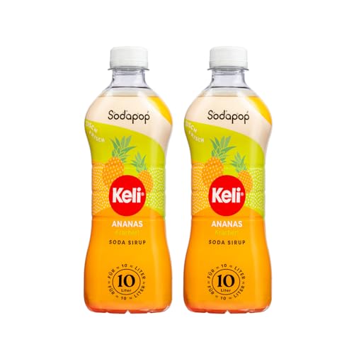 Sodapop Keli Sirup Ananas, schnell & einfach zubereitet, 1 Flasche ergibt 10 L Fertiggetränk, 500 ml (Packung mit 2)