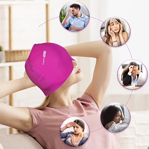Comfitech Migraine Ice Head Wrap, Headache Relief Hat For Migraine(Rose Red) & Eye Ice Pack Mask For Puffy Eyes, Reusable Gel Eye Mask After Surgery #TOP4