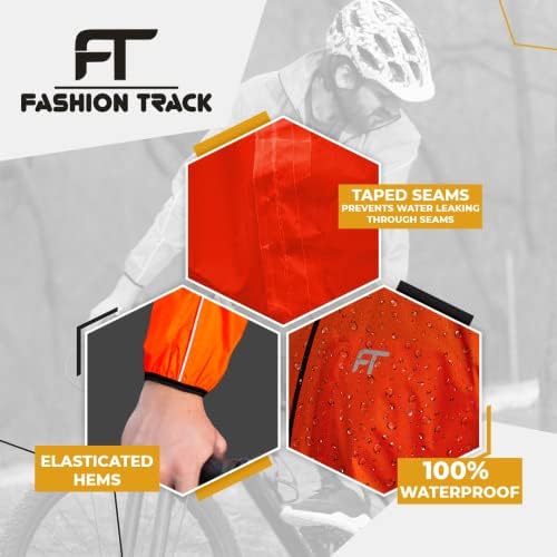 Fashion Track Lightweight Waterproof Cycling Jacket Mens with Deachable Hood - High Visibility Running Top Unisex Rain Coat - Windproof and Reflective with Back Pocket