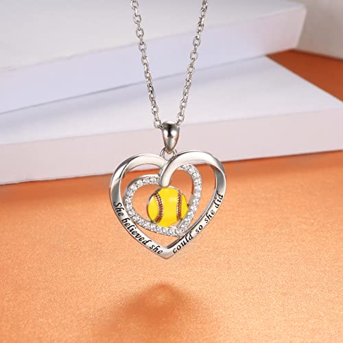 925 Sterling Silver Softball Volleyball Basketball Baseball Necklace Pendant Softball Mom Jewelry Gifts for Women Lover Players4
