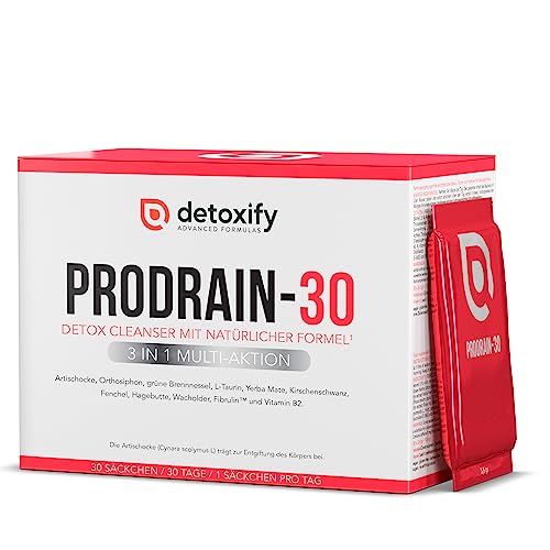 Detoxify ProDrain-30 | 30 Tage Entgiftungskur | Detox Cleanser | Entwässerung | Leber Entgiften | Abnehmen Schnell | Entwässerungstabletten | Keto