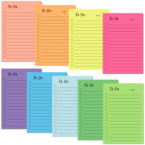 9 Blöcken To Do Liste Linierte, 450 Blätter Haftnotizen Sticky Notes Klebende Notizzettel Karteikarten für Notizen Erinnerungen Markierung (10x15cm)