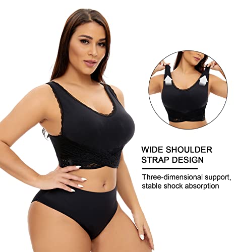 Lace Wrap Bra Seamless Front Cross Bras Adjustable Side Buckle Bra For Women Plus Size Sleep Lounge Bra #TOP2