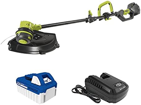 Sun Joe 24V-ST14B 24-Volt IONMAX Cordless Dual-Line String Trimmer Kit, w/ 4.0-Ah Battery + Rapid Charger, 14-Inch Direct Drive, Brushless Motor, 5,300 RPM Max, Bump Feed, 2-Speed, 080-in Dual Line