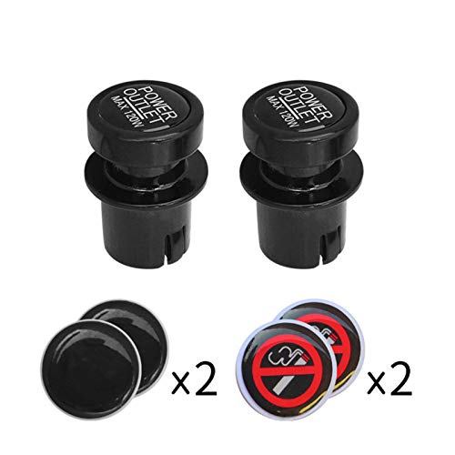 pedkit Tampas de soquete de isqueiro 2 unidades com 6 adesivos substituíveis Tampas universais à pro