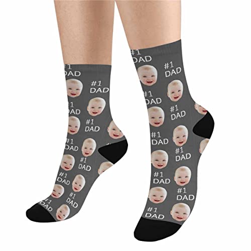 Vesserd Personalized Father's Day Socks For Dad From Daughter, Custom No.1 Dad Grey Socks For Father Custom Funny Socks Father's Day, Birthday Gifts For Men, Dad, Adult #TOP3