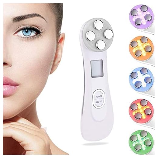 Facial Aparato Radiofrecuencia, 6 Modos de Terapia de luz LED, Antiarrugas, Anti-envejecimiento, Rejuvenecimiento, Limpieza Profunda