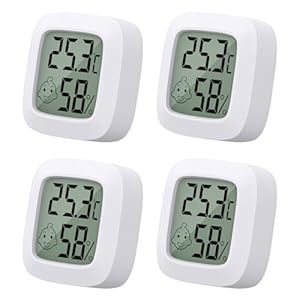 4 stuks mini-lcd-thermometer, Yomisee thermometer voor binnen, hygrometer binnen, luchtvochtigheidsmeter, digitale thermometer, hygrometer voor babykamer, woonkamer, kantoor