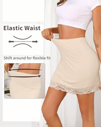 Demi-Jupons Pour Sous Les Robes Jupe Extensible Pour Femmes Demi-Jupon Satin Dentelle Longue Jupon