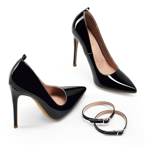 Elisabet Tang Women's Fashion Removable Ankle Strap Classic Pumps High Heels - 4.7IN Sexy Closed Pointy Toe Stilettos for Party Dress Shoes3