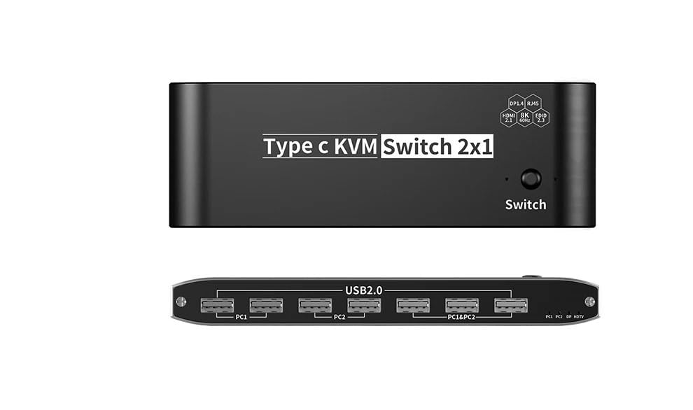 Przełącznik 8K USB C na DP KVM wideo 4K120 Hz 3/4 Konferencja