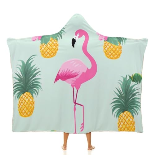 Couverture à capuche voyage bureau et canapé imprimé flamant rose