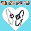 Long Distance Touch Bracelets,Vibration & Light up Couples Bracelets, Remote Smart Matching Bracelet for Couples Long Distance Relationship Girlfriend Boyfriend Xmas Gifts Black Pink