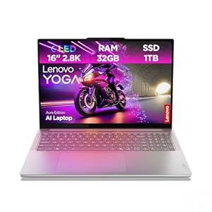 Lenovo Yoga Pro 9i Aura Edition Laptop | AI-PC | 16" 2.8K OLED | Intel Core Ultra 7 255H | 32GB RAM | 1TB SSD | NVIDIA GeForce RTX 5060 | Win11 Pro | QWERTZ Beleuchtet | Grau | 3 Jahre Premium Care