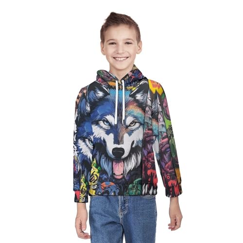 Pull à capuche loup anti-courants d'air avec cordon de serrage et manches S - 3