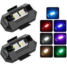 2 PCS Mini LED Strobe Lights، 7 Colors USB Charging LED Anti Collision Flashing Light، High Brightness Waterproof Aircraft Drone Strobe Lights for Car Motorcycle Bike