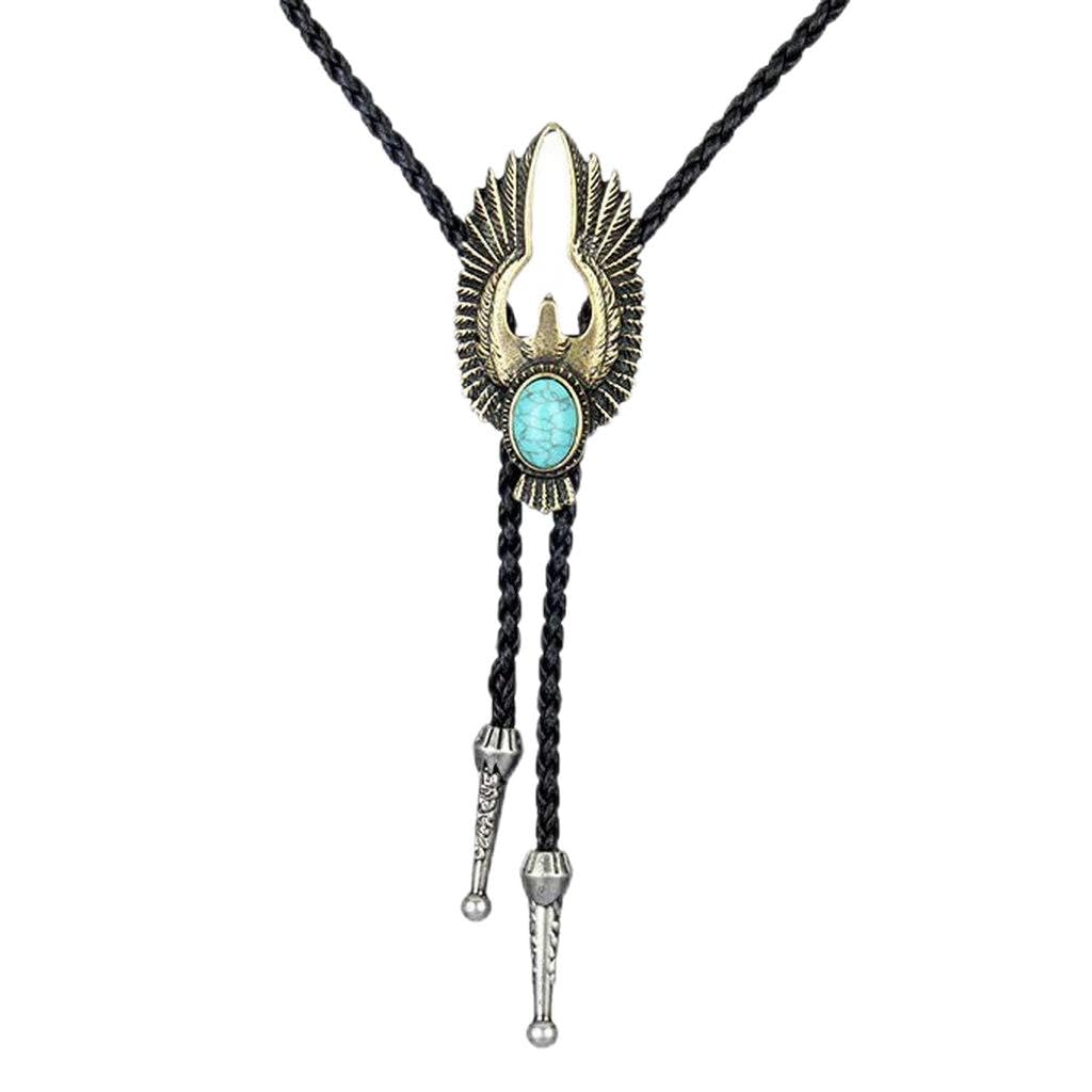 JOYMIAOTurquoise Bolo Tie for Men Women Vintage Leather Necktie Rope Necklace Braided Jewelry - Boys Kids Halloween Gifts