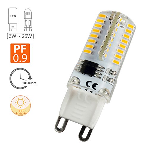 Youke Lighting G9 Led Bulb, 25 Watt Glass Halogen Light Bulbs Replacement, 120V Ac, 3W / 250 Lumens, Warm White 3000K, T4 Jcd Chandelier Incandescent Lamp, Pack Of 6 #TOP1