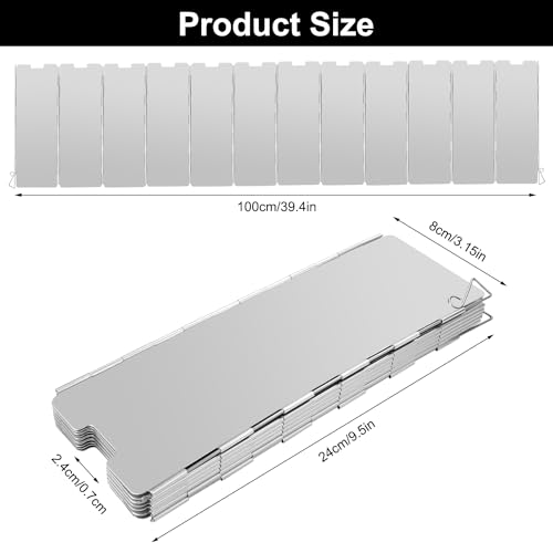 EXIN DEHCEN Windschutz für Gaskocher/Campingkocher mit 12 Lamellen, Leichter Faltbar Aluminium Windschutz, Camping Gaskocher Windschutz, mit Tragetasche, für Outdoor Grill, Öfen, Gaskochern