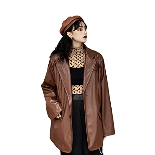Veste de moto en cuir noir coupe ajustée anti-vent marron S