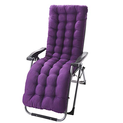 Qplcdg Cojín de la Silla de Salón Jardín, Lounger Cushion Mecedora Cojín de Asiento Acolchado Cojín de Silla de ratán Cojín de sofá con cinturón Antideslizante 160x48x8CM (Púrpura) Cover