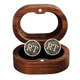 Set de Boutons de Manchette en Laiton Époxy Gravés Personnalisés avec Boîte Cadeau en Noye...