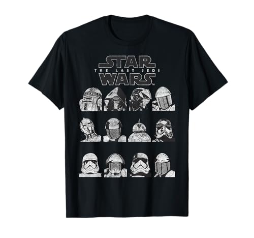 T-shirt Star Wars The Last Jedi noir en coton imprimé avec personnages de la saga