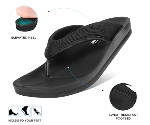 Image of AEROTHOTIC Comfortable Flip Flops for Women with Arch Support Soft Padded Mesh Straps with Breathable Footbed Slip On Footwear Indoor Outdoor Travel Beach walking Sandals Women