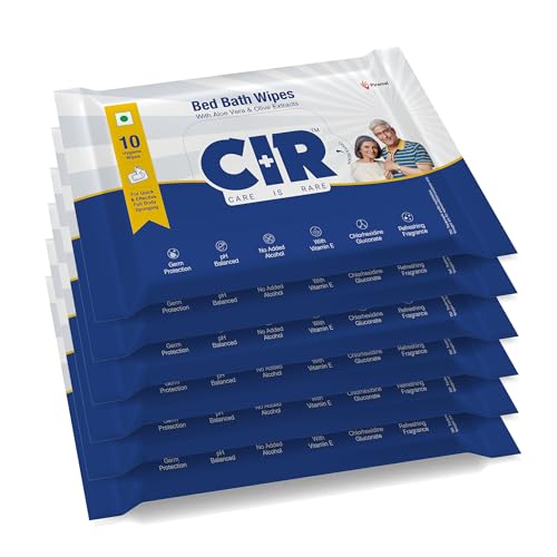 Image of CIR Soft Body Cleansing Wet Bed Bath Wipes for Adults | Body Sponging | Extra Large, 10 Wipes /Pack (Pack of 6), 60 Wipes, White, One Size