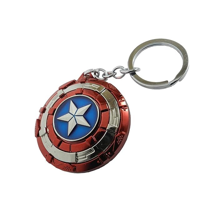 CINIDYAvengers Superhero Captain America Rotating Shield Key Chain, Avengers Metal Key Chain & Key Ring
