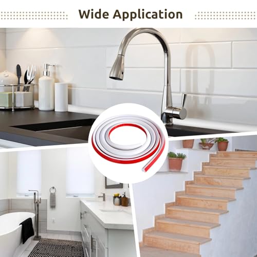 Moldura de esquina flexible de 98 pies y protector de borde de pared impermeable blanco 6