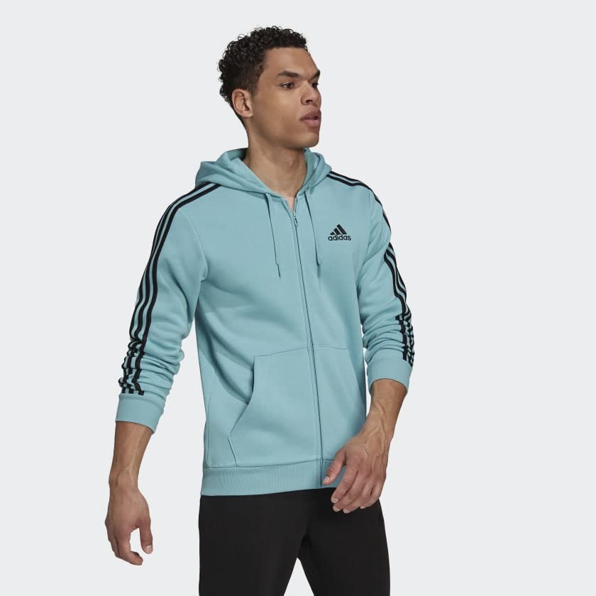 Image of adidas Men's Essentials Fleece 3-Stripes Full-Zip Hoodie, Legend Ink, Large