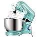 Aucma Küchenmaschine 1400W mit 6,2L Edelstahl-Rühlschüssel, Rührbesen, Knethaken, Schlagbesen und Spritzschutz, 6 Geschwindigkeit Geräuschlos Teigmaschine, Blau