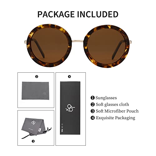 Image of Joox Oversized Round Sunglasses for Women, Retro Polarized Sun Glasses with UV Protection