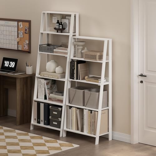 Furinno Ladder Bookcase Display Shelf, 5-Tier, White by Furinno - Image 3