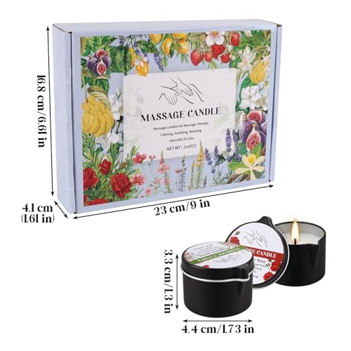 Image of 12 Pack Mini Massage Candles, Soy & Coconut Oil Melts into Warm Body Oil, Assorted Scents Aromatherapy Gift Box for Couples Spa, Valentine's Day Birthday Christmas Luxury Present (1 oz Each)