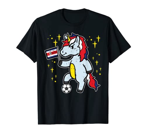 Bandera de Costa Rica Unicornio Fútbol Fan Mujeres Niñas Niños Camiseta