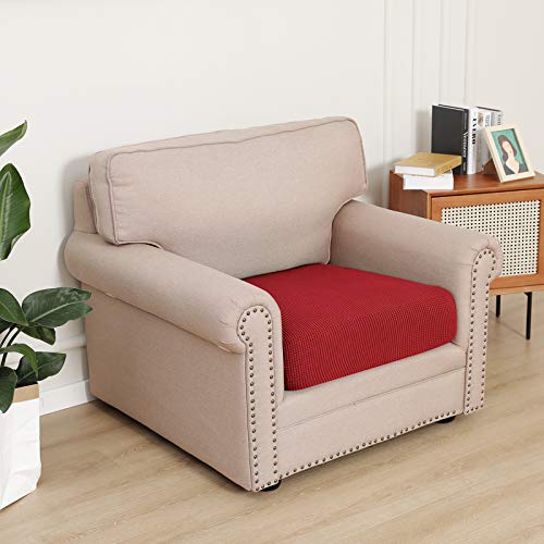 Image of Easy-Going Stretch 1 Piece Chair Couch Cushion Cover for Sofa | Sofa Cushion Furniture Protector Sofa Seat sofa slipcover Washable sofa cover soft with Elastic Bottom Christmas Red