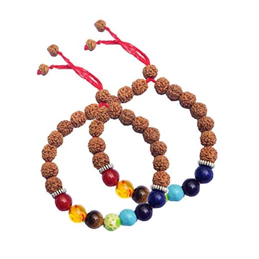 Wonder Care 7 Chakra Rudraksha Beads Pulsera curativa de Piedras Preciosas Banda de meditación de Yoga ayurvédica India para Hombres y Mujeres El Alivio del estrés aporta positividad