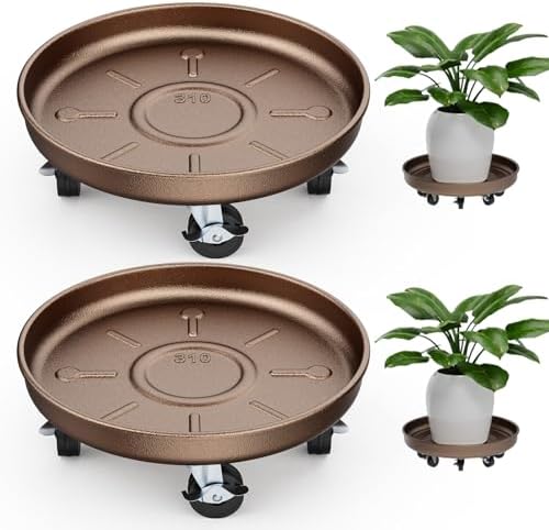Plant Caddy With Wheels 12" Metal Plant Saucers for Indoors 310 L...