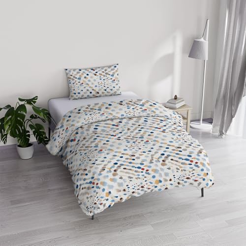 Set Copripiumino Singolo Cotone River, lavorato in Italia - Parure Copri Piumino - Sacco Piumone 150x200cm con Doppia Patella e Federe Cuscino (Singolo, tarim)
